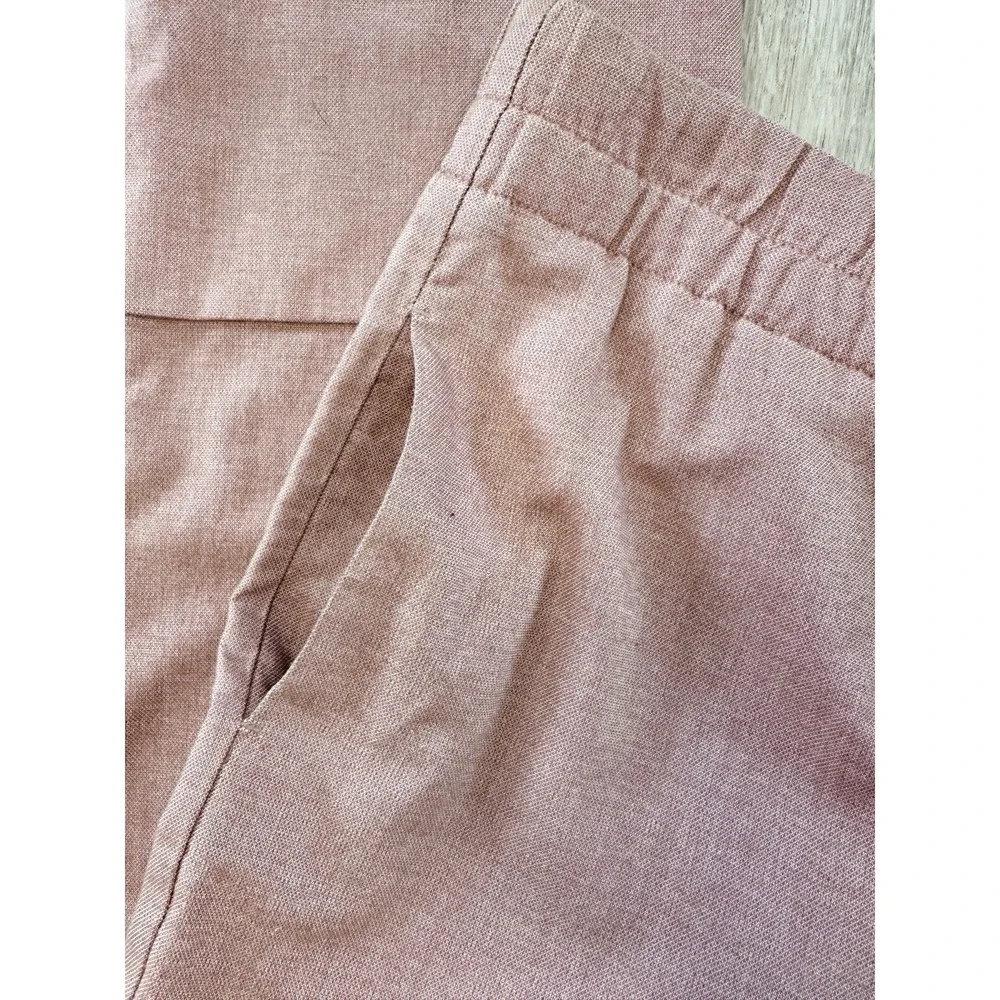 Zara Cotton Blend Cropped Pants Size M Cuffed Wide Hem Ankle Dusty Pink Coastal